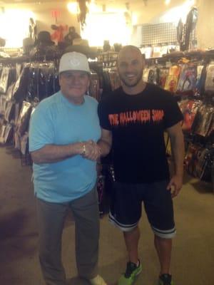 Pete Rose shopping at the Halloween shop