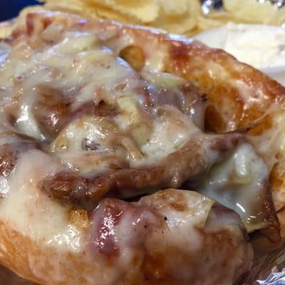 Grinders! Hoagie bread stuffed with choice of meat, cheese, sauce thrown in the oven to get it nice and hot!