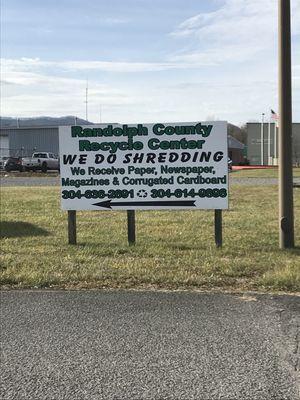 Sign outside of recycling center