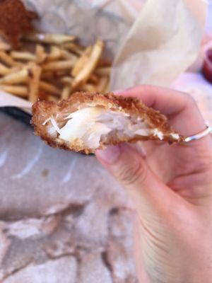 Not too heavily breaded.