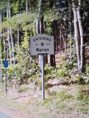 This is a new replacement sign for Warren/West Brookfield.