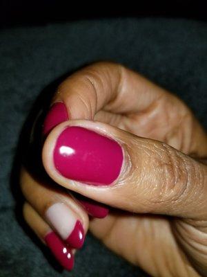 Got paint outside the nail, decent job overall but there are better nail salons in UES