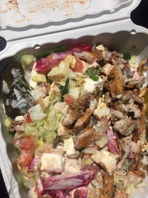 Salad with chicken shawarma