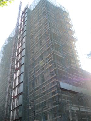 I was surprised today to see the Parkside covered in scaffolding.