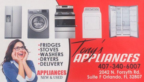Tony's Appliance Sales and Repiar