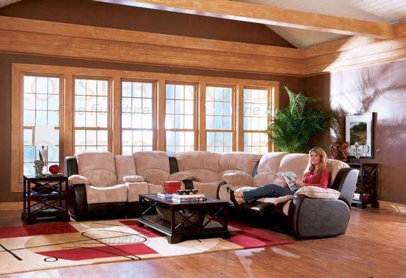 3 Piece Sectional, with 4 built in recliners, and center cup holder/storage compartment: $1299.99!