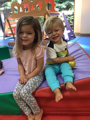 Fun and giggles at family gymboree class