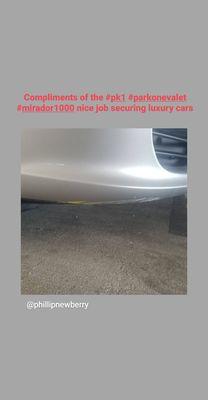 Courteous of park one valet of south Florida. PK1 damages yet again another luxury Porsche in Miami. Reckless driving and arrogance.
