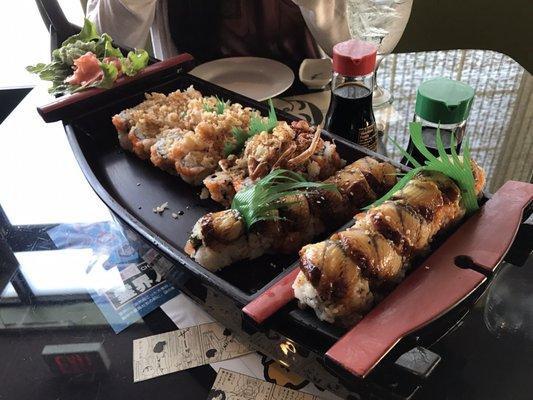 limited menu but the sushi was pretty good and even got a roll on the house!