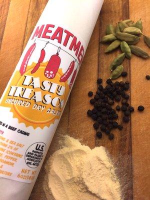 Salami with orange zest, cardamon, and ginger.