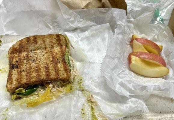 Chicken salad panini on sprouted sourdough