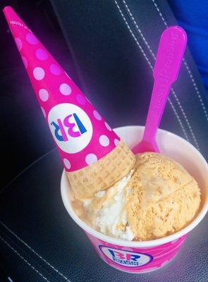 Fall into Pumpkin Cheesecake with ginger snap cookie pieces & cinnamon cream cheese ribbon.