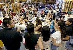 Library during student protests in 2005 @ Parlier High School