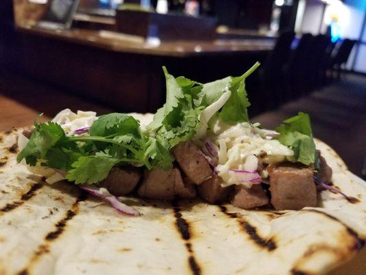 Inside the fish taco...cooked poke?