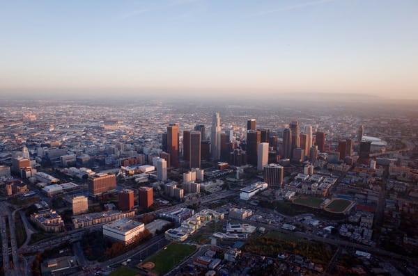 Downtown LA by sunset