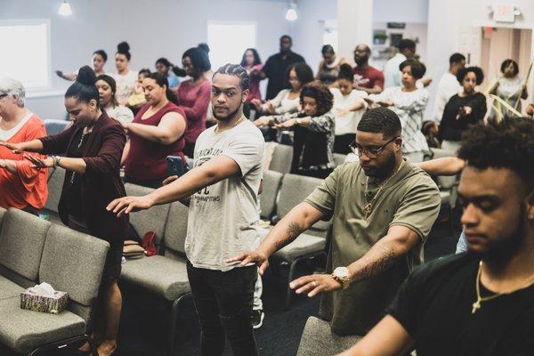 Standing and praying on Palm Sunday !