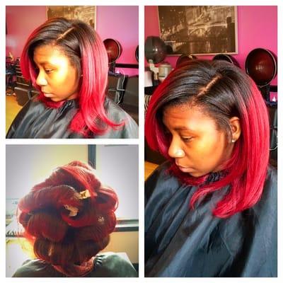 Natural hair color and silk press