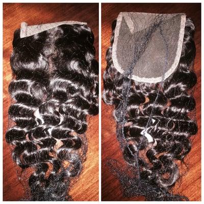Lace, silk and frontal lace closures in stock ranging from 10" to 20".