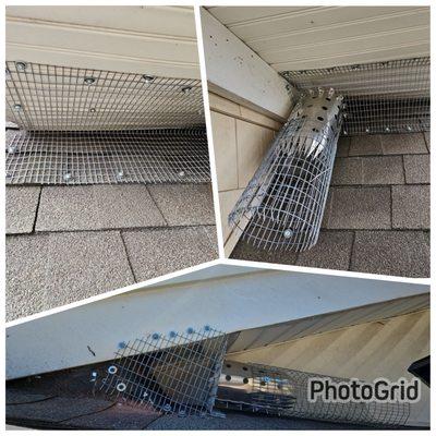 Raccoon Tunnel with anti-tamper collar. Collar is made of welded wire mesh. The tunnel, (2)"Squirrel Rockets" fastened together.