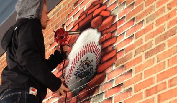 Textured surface wall graphics.