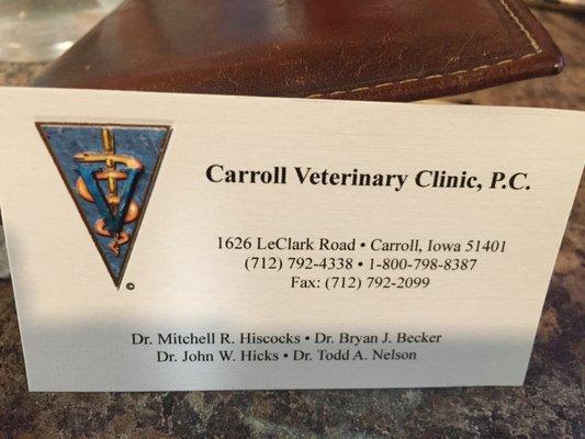 The business card I picked up there 2 hours ago