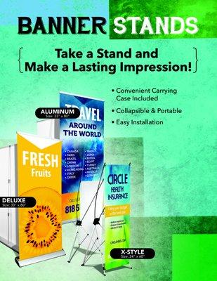 Banner Stands with custom banner ad