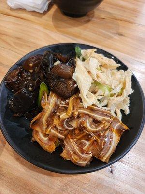 Pig ears, tofu skin, mushrooms