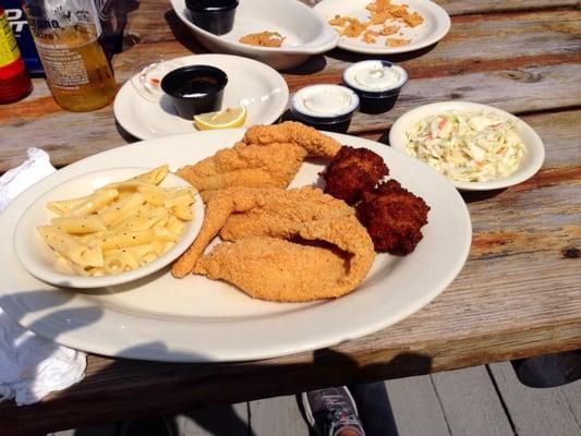 Really good catfish sitting with a great view of Lake Hamilton