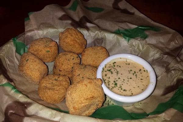Fried Boudin Balls with Swamp Tails special sauce... yooowzaaaa!
