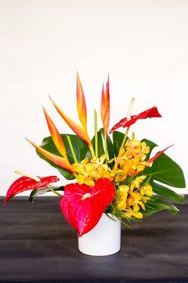 modern tropical floral arrangement