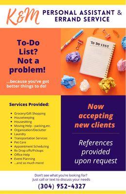 K&M Personal Assistant and Errand Service