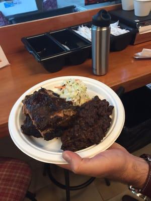 Barbecue Ribs, Black Beans and Cole Slaw