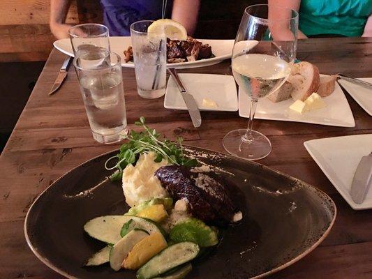 Wagyu steak, horseradish mashed potatoes, sautéed squash. Mind-blowing. Thank you.