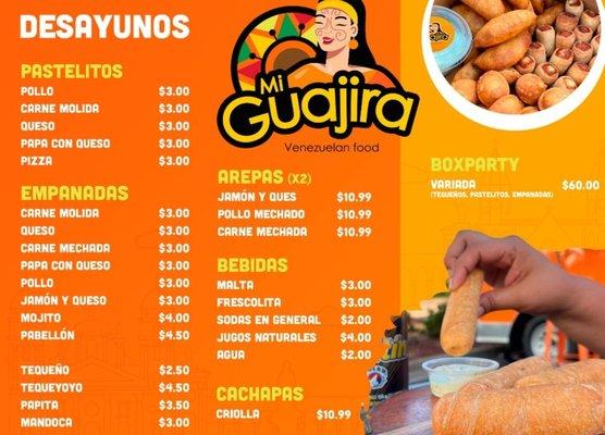 Menu screenshot from their website.