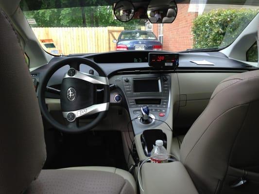 Inside prius hybrid taxi