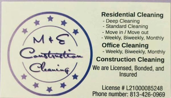 M&E Construction Cleaning