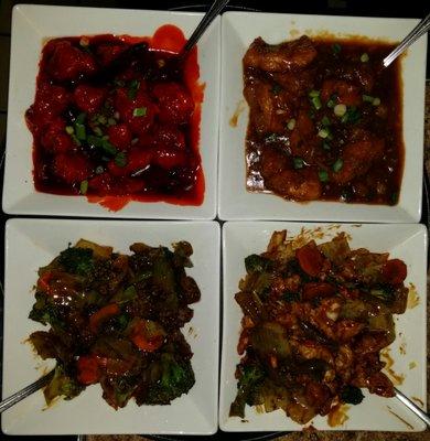 General TSO, Manchurian Chicken, Hot & Spicy Beef, Hot & Spicy Chicken