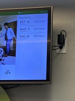 Digital board showing who's next