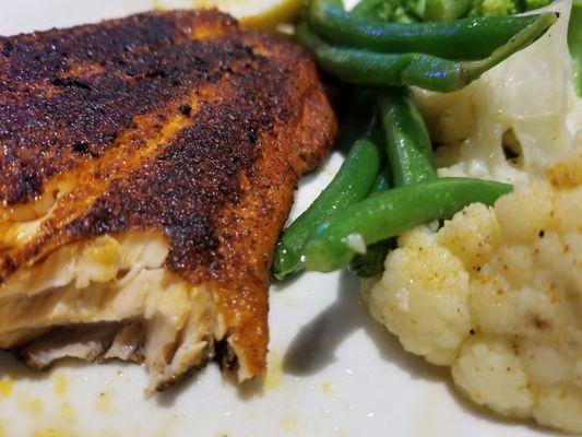 Blackened salmon well done, just like I LOVE it!! Best food in town. Hands down!!