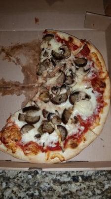 Sausage, mushrooms, and onions medium pizza... yum!