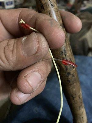 A broken fly to leader connector which I basically gave a tiny tug to