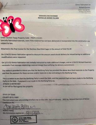 Letter that was posted on my community gate entry