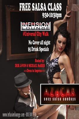 Now it's free cover all night long... Salsa class starts at 9:30pm! $5 drink specials