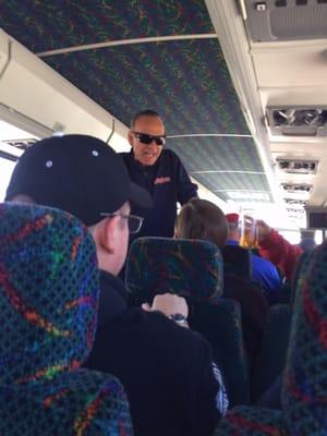 Tony Rizzo passing around the moonshine on Really Big Show to Detroit trip