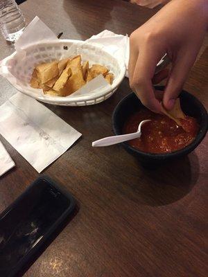 The chips and salsa is so delicious the salsa is spicy which is goodlove the service, very nice people, also fast workers