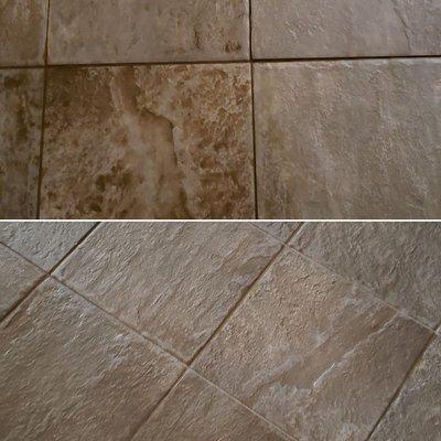 Portugese lime stone that had years of dirt grease and grim stripped cleaned and sealed.