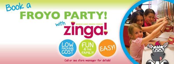 Have your birthday party or other celebration at Zinga! Loads of fun and easy to arrange.