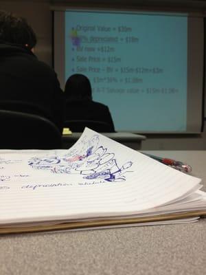 Taking my last finance class for the session... Right now it's 8PM...