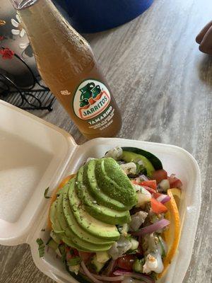 Ceviche tropical tostada