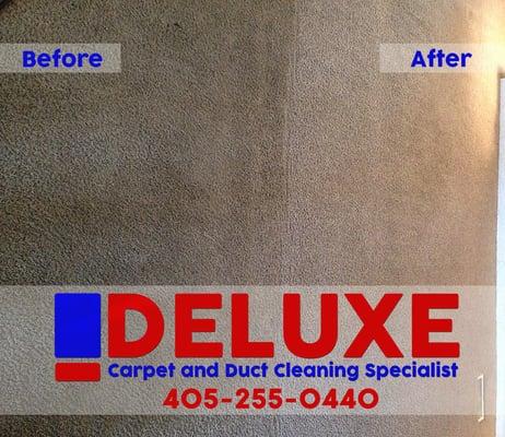 A before and after shot of a carpet we cleaned recently.